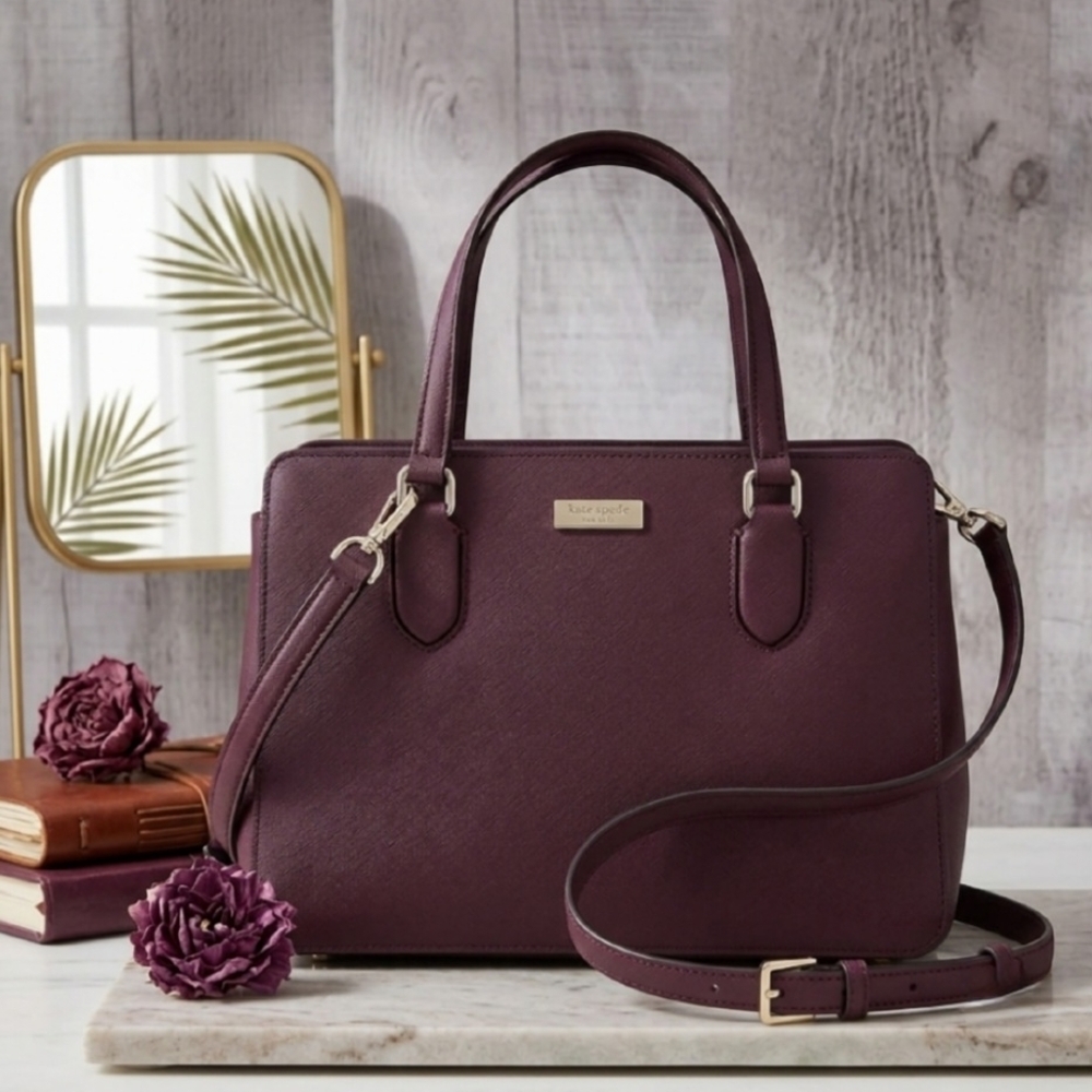 🍁 Kate Spade Laurel Way Reese Satchel in Deep Plum🍂